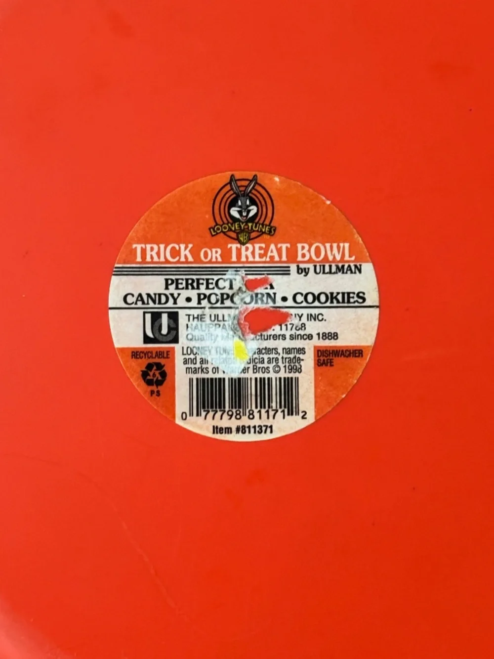 VINTAGE Warner Bros Looney Tunes Halloween Candy Bowl Dish BUGS TAZ TWEETY 1996